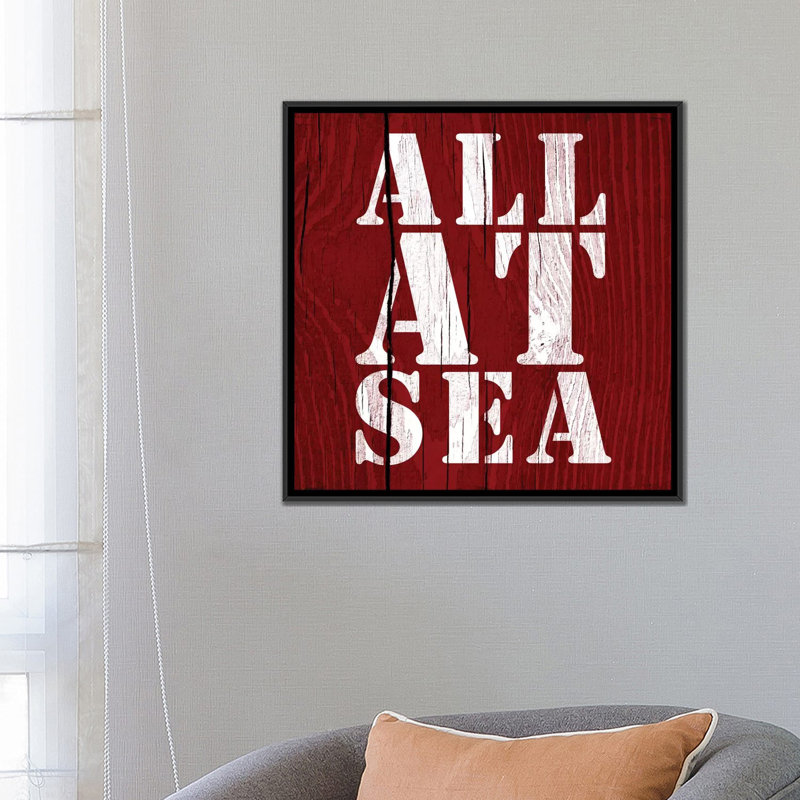 «All at Sea» par PI Studio - reproduction d'art textuel sur toile, H 18 po x l 18 po x P 1,5 po, Toile avec cadre noir