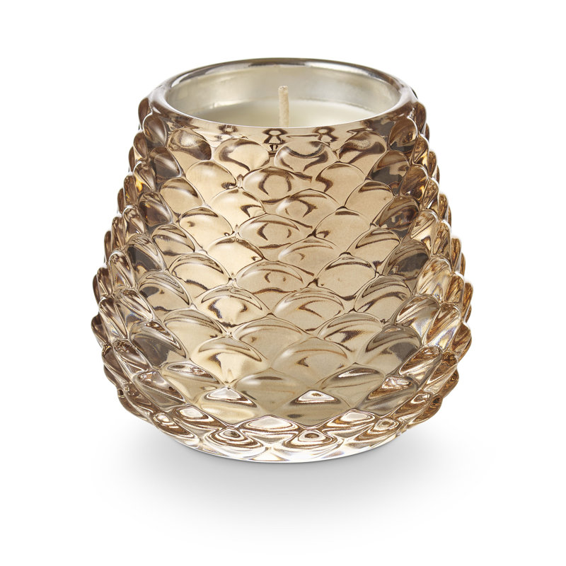 Bougie en verre Woodfire, Doré