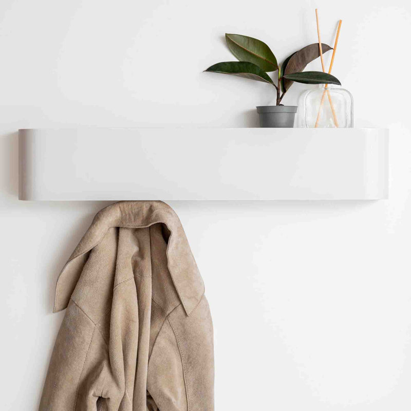 Rikayla Solid Wood Wall 5 - Hook Coat Rack, White