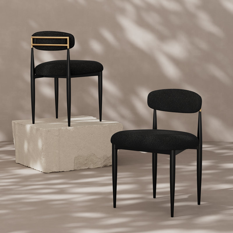 Chaises de salle à manger rembourrées Boucle, Noir, Noir
