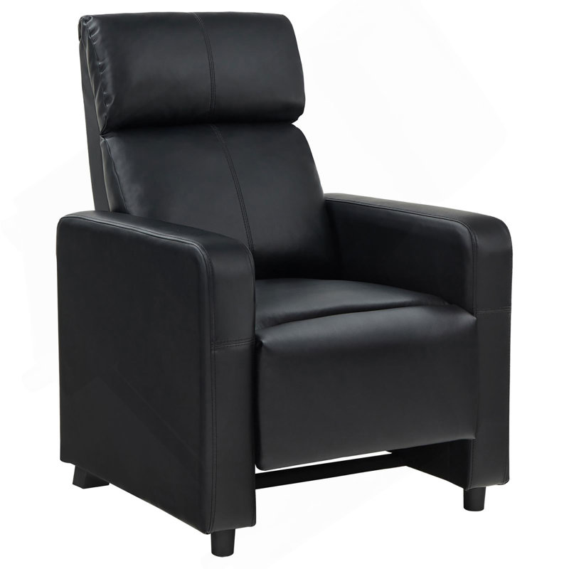 Black Upholstered Push-Back Recliner