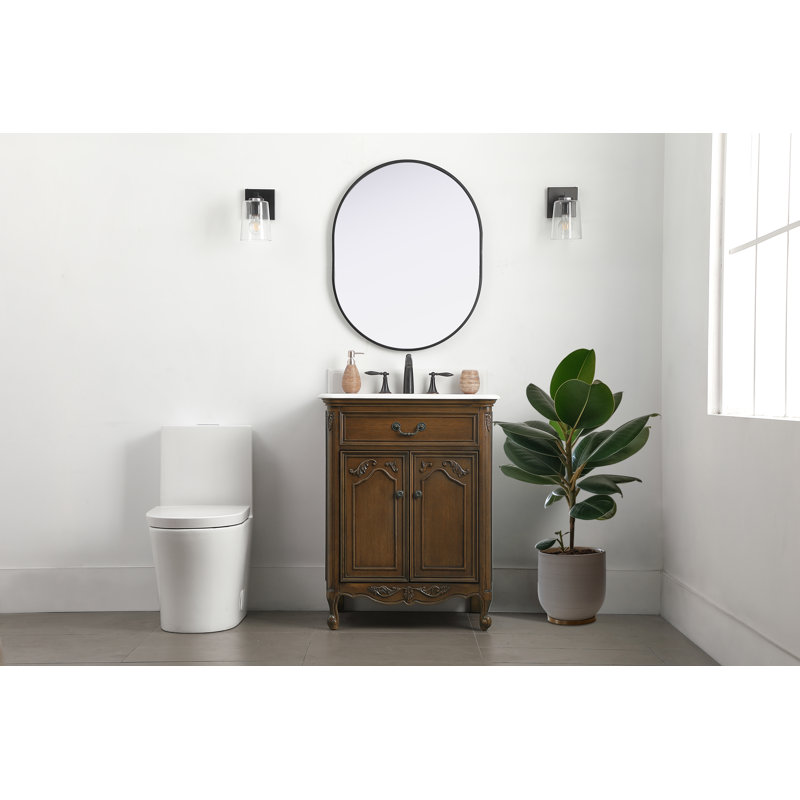 Angelique 27'' Single Bathroom Vanity with Top, White, Pure White