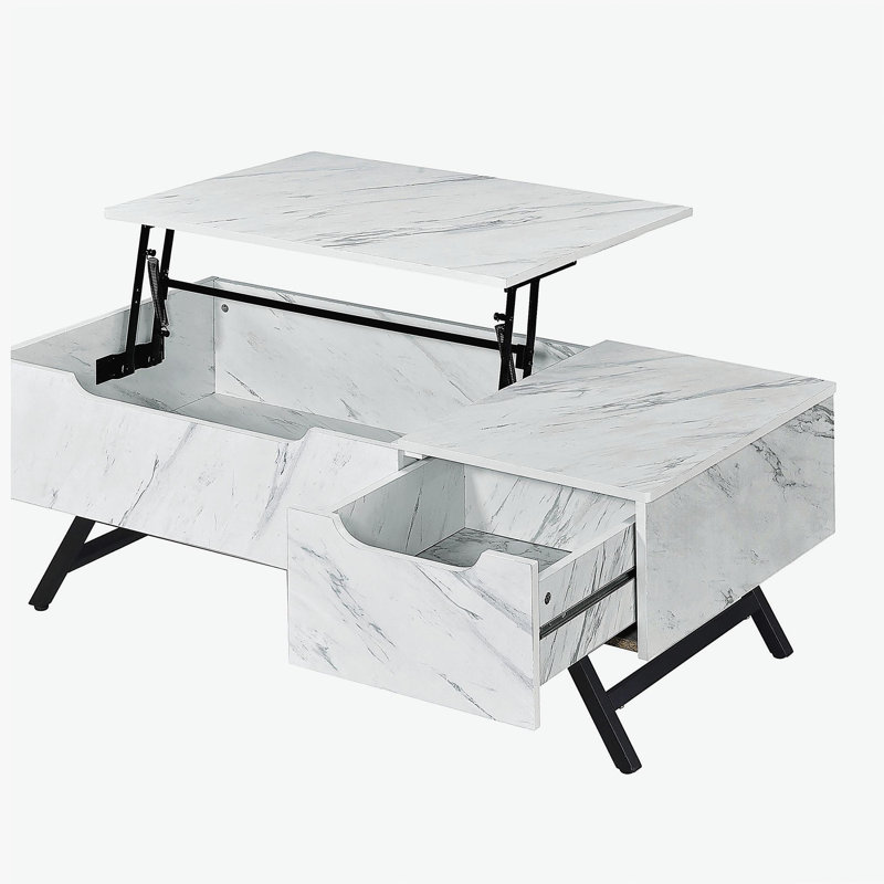 Table basse blanche avec surface de levage, Blanc