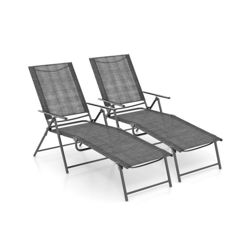Sarie Outdoor Metal Chaise Lounge Set, Gray