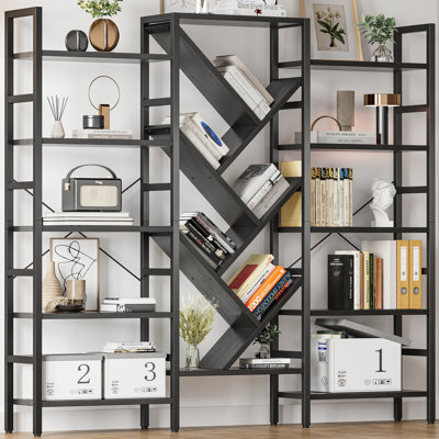 Etagere Bookcase, Bookshelf with 17 Open Display Shelves Modern Tree Book Shelf