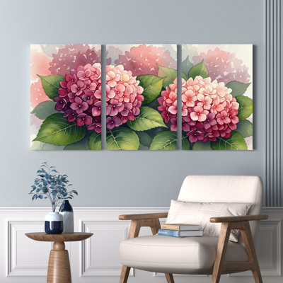 Hydrangea, reproduction d'art sur toile tendue sur toile, ensemble de 3