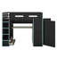 Lit mezzanine double en bois avec bureau, garde-robe et lumière DEL RVB-1679235576