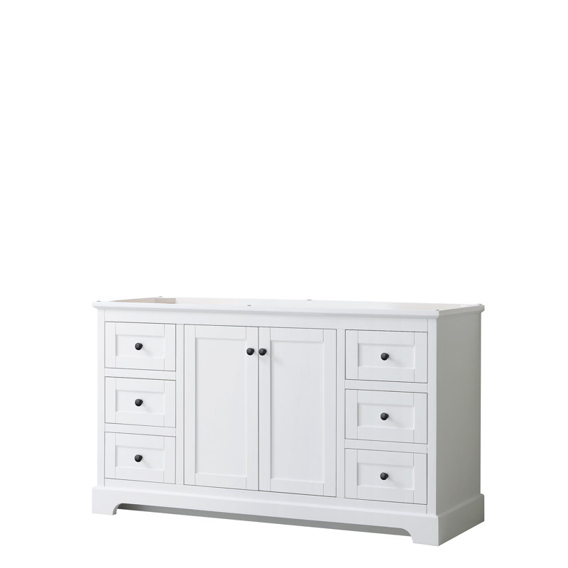 Avery 60" White Freestanding Single Vanity with Matte Black Hardware