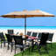 Parasol en acier double pour patio - Base en tissu taupe 15 x 9 pi