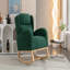 Chaise berçante en tissu Teddy avec pieds en bois paquet, vert