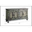 Armoire-console Pavan à finition grise rustique avec rangement spacieux, parfaite pour un décor moderne et rustique.