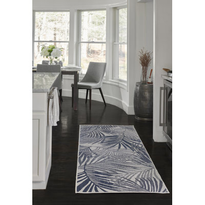 Tapis intérieur / extérieur bleu / beige Abordale