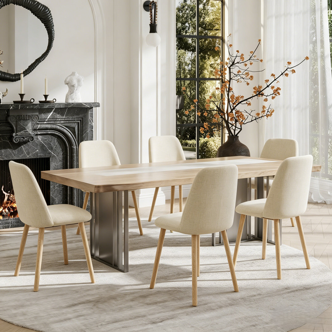 48cm H Linen Upholstered Upholstered Back Side Chair