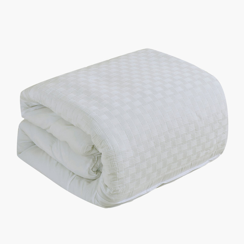 Ensemble d'édredon brodé blanc texturé 7 pièces avec taies décoratives et coussins décoratifs, microfibre de polyester