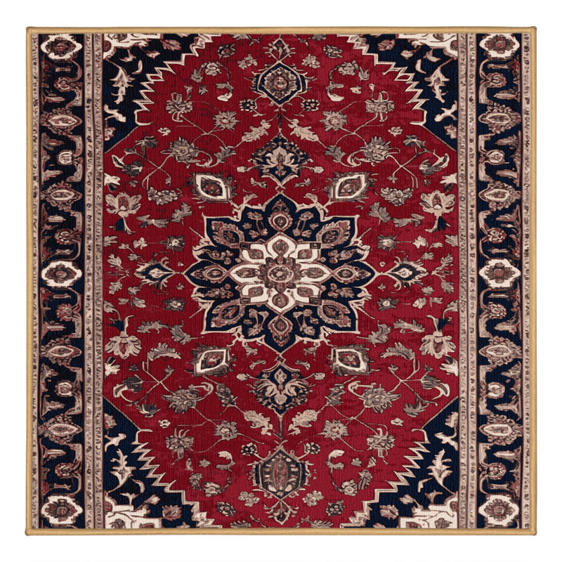 Machine Washable Persian Brown Area Rug, Square 4'