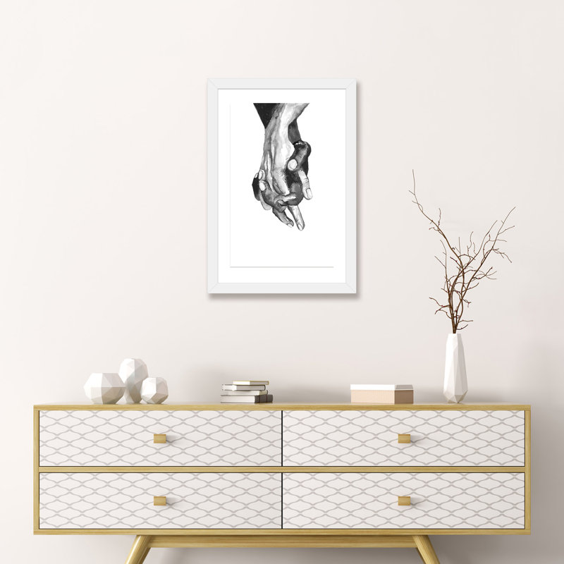 Mains - reproduction d'art, H 24 po x l 16 po x P 1 po, Papier encadré blanc