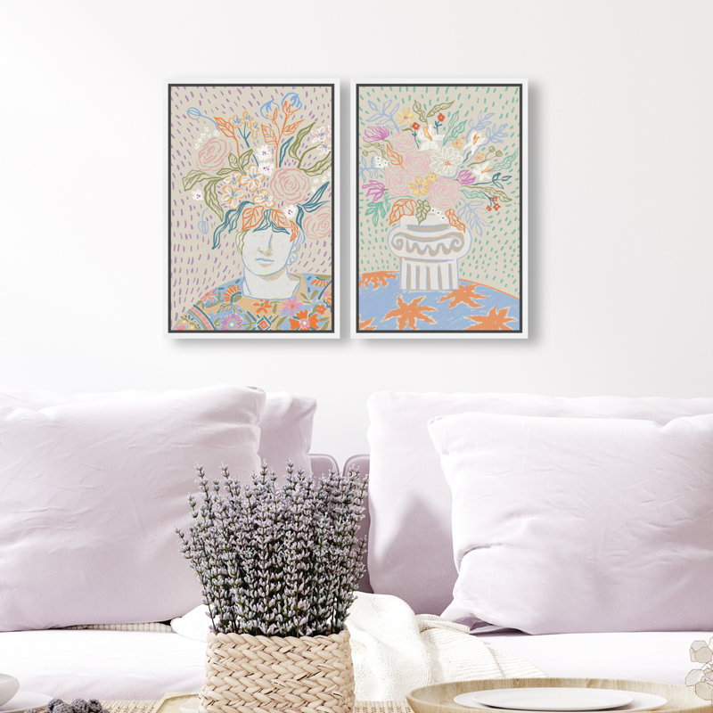 Summer Flourish Set Set by Oliver Gal, 74"H x 50"W, White Floater Frame
