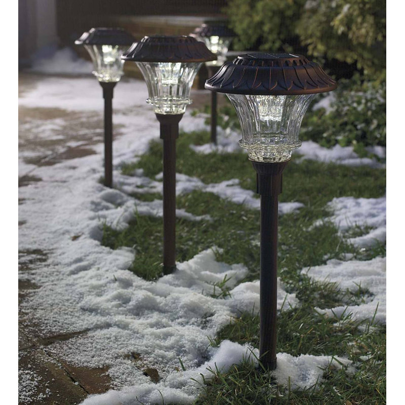 Super-Bright Solar LED Path Lights, Set of 4, Oiled Bronze