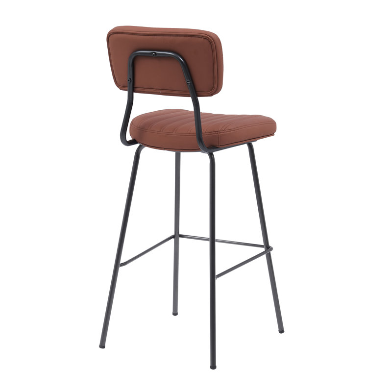 Bar Stool, Retro Style, Metal Frame  Padded Seat Back Tall 76cm Seat Height for Bar, Tan