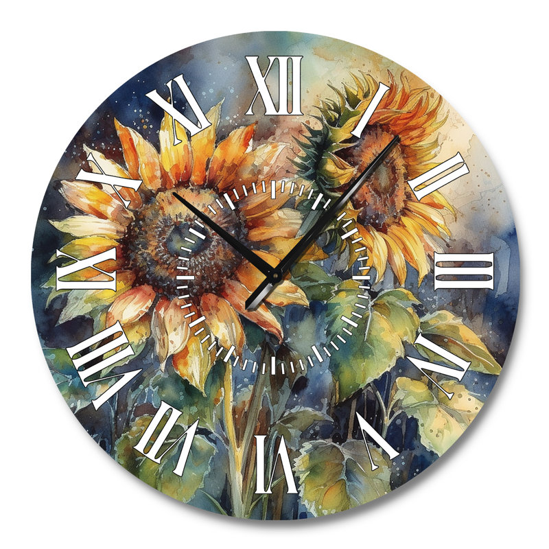 Horloge murale jaune tournesol symphonique II, Grand
