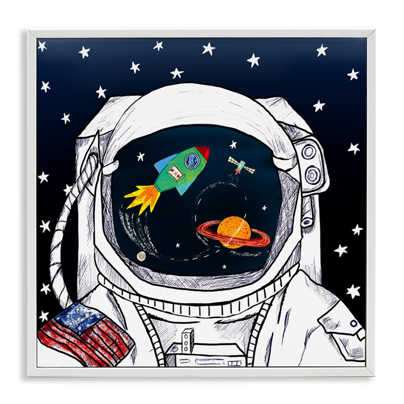 «US Astronaut Suite Space Galaxy Reflection» par Sangita Bachelet - impression d'art graphique, H 24 po x l 24 po