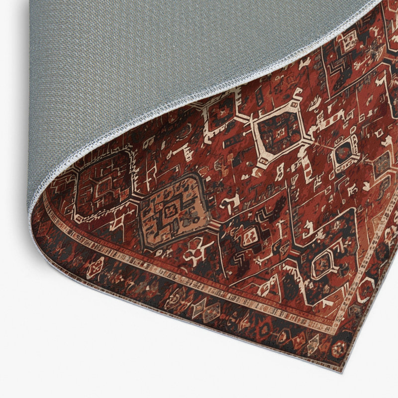 Persian Black Indoor and Outdoor Area Rug, Rectangle 4' x 6'