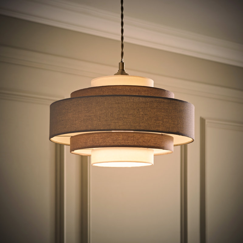 19cm H Linen Drum Pendant Shade ( Clip On ), Grey, No