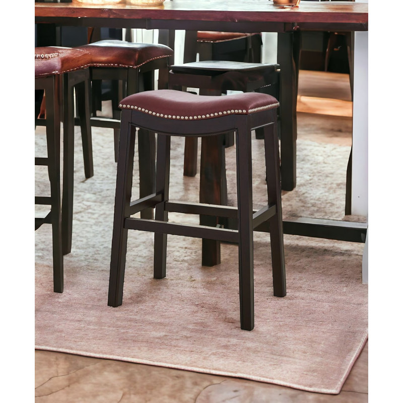 Hasitha Upholstered Counter Stool with Solid Wood Frame, Bar Stool (30" Seat Height), Black