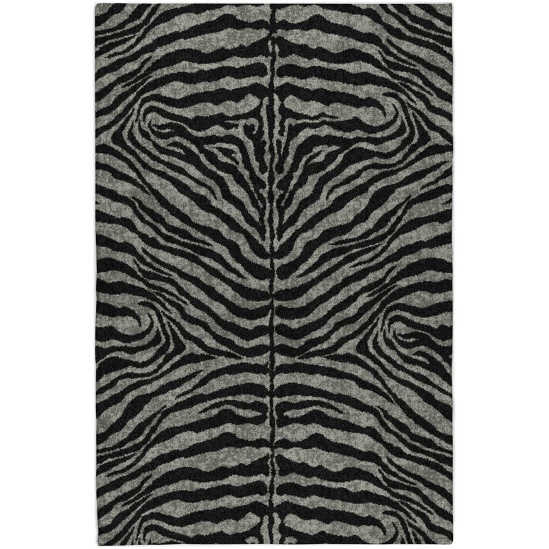 Premium Machine Washable Dream Shag Zebra Rug, 8' x 10', Shadow