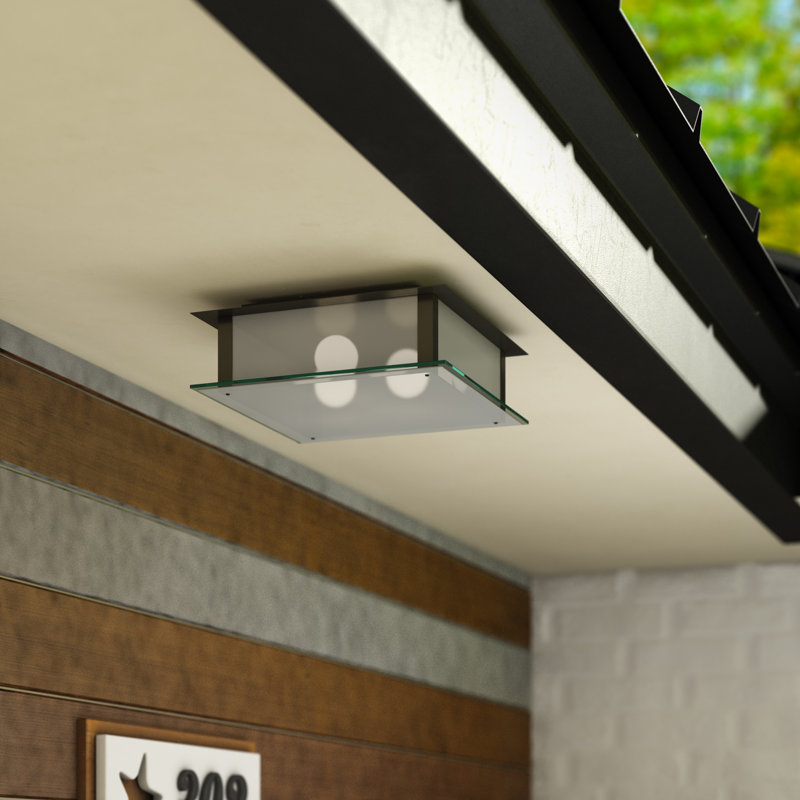 Retha Glass Flush Mount, 3.25" H x 9.5" W x 9.5" D