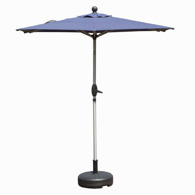 Parasol de patio rectangulaire avec fonction de levage à manivelle et d'inclinaison, bleu marine (base non incluse)