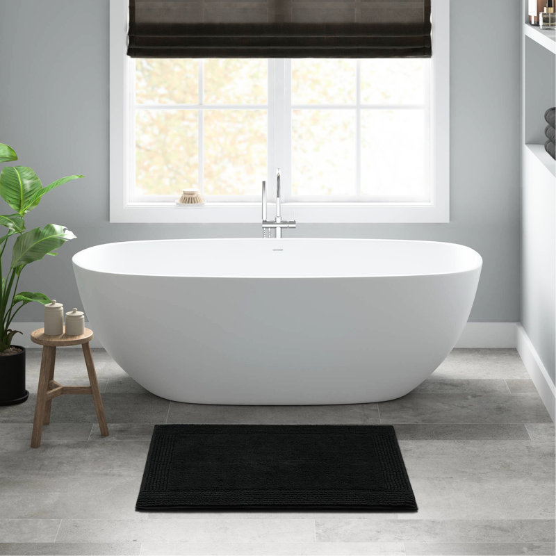 24x60" Black 100% Cotton Reversible 3000 Gsm Bath Rug - Look And Feel, , Medium Pile 1 Pcs Extremely , Machine Washable, 0.5
