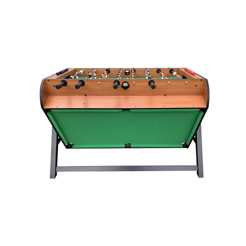 Ensemble de tables multi-jeux pivotantes 3 en 1 KICK Triplex 55 po pour salle de jeux, amis et famille, Brun