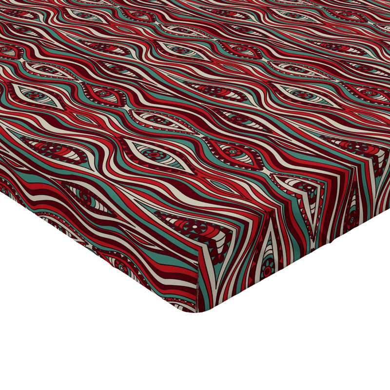 Drap-housse Ambesonne Boho Hippie bohémien des années 80 Design Art écume de mer vermillon, Drap-housse simple très long