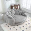 Fauteuil de 55 po de long en mousse de polyester, fauteuil rond surdimensionné, canapé moderne moelleux pour le salon-108833846