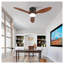 42 Inch Ceiling Fans With Lights, Flush Mount Low Profile, 3 ABS Blades Ceiling Fan With Light And Remote, 6-Speed, Reversible DC Motor, Noiseless, For Bedroom, Indoor/Outdoor, Black+Walnut