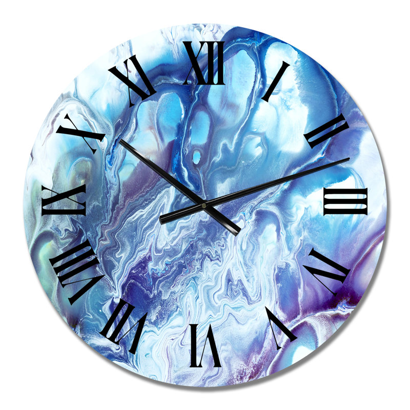 Blue and Purple Marble Abstract - Modern Wall Clock, Medium