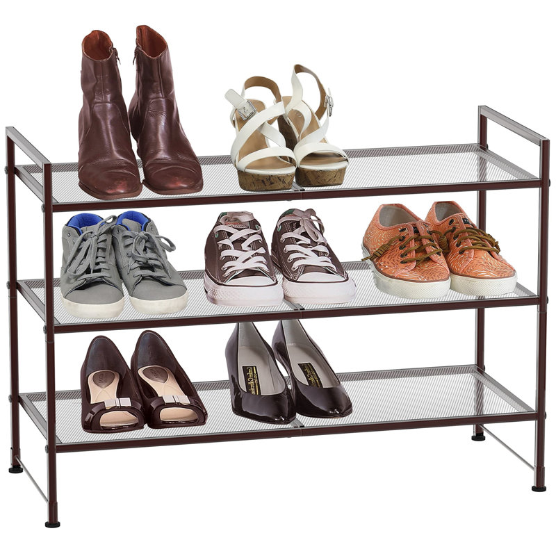 9 Pair Stackable Shoe Rack, Bronze