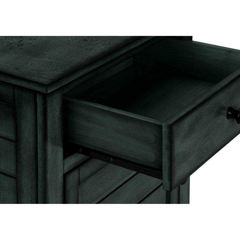Table de chevet antique en placage bleu - Rangement pratique pour table d'appoint décorative de chambre à coucher