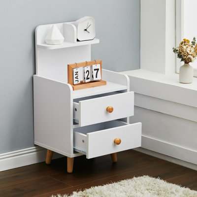 36.5cm W MDF Wood, Metal Bedside Table