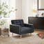 Gaige 36.61'' Wide Mid-Century Faux Leather Tufted Back Armchair With Solid Wood Legs-118803972