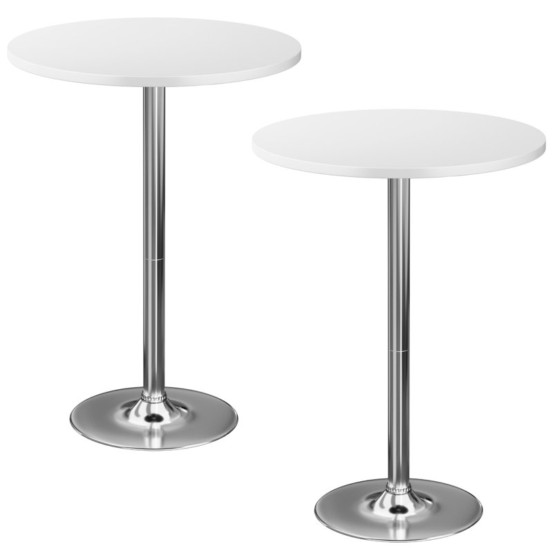 Tables de salle à manger à piédestal et tables de bistro rondes 2 pièces 39,5 "Nuno, Blanc, Argent argent