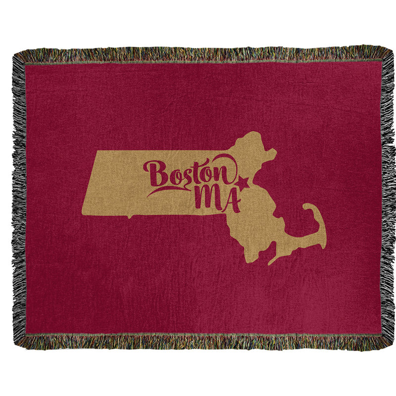 Hand Woven Throw Blanket, 37" W x 52" L, Scarlet/Gold
