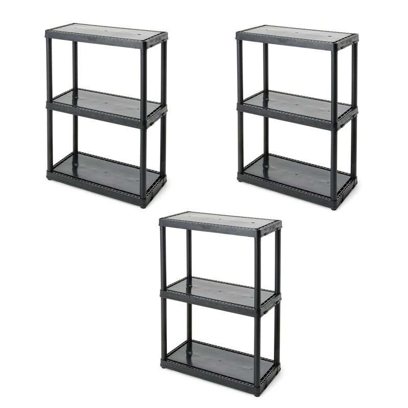 Unité de rangement légère à hauteur fixe 3 tablettes Grace Living, noir (paquet de 3), Noir