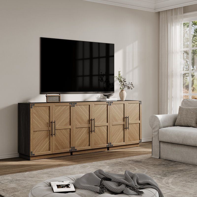 30.7'' W Sideboard with Adjustable Shelf and Storage Cabinet, Brown/Black
