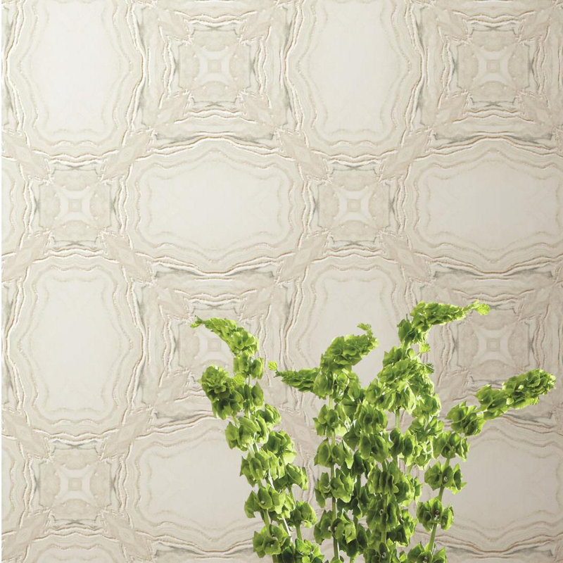 Rouleau de papier peint kaléidoscope en pierre 33 pi x l 21 po Antonia Vella, Crème / Gris anthracite