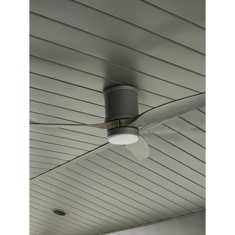 52"  3 - Blade Outdoor LED Ceiling Fan with Wall Control and Light Kit Included, Graphite