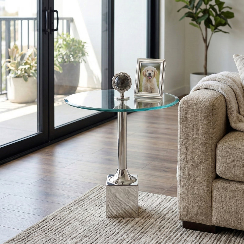 Table d'appoint Rejanae Modern, Argent argent