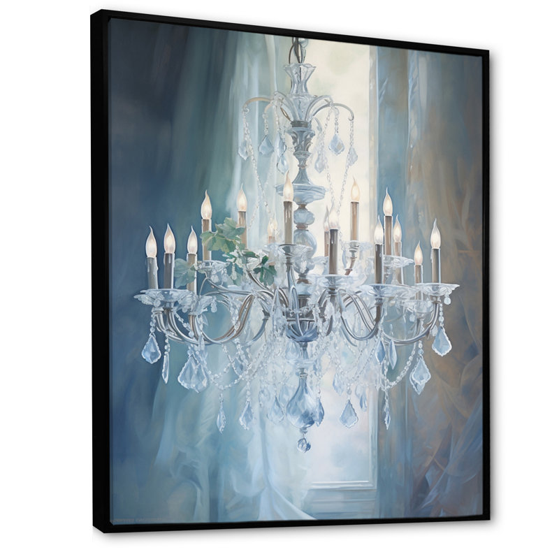 «Jahliya Chandelier Apaisant Serenade II», reproduction d'art sur toile, H 32 po x l 16 po x P 1 po, Cadre flottant noir
