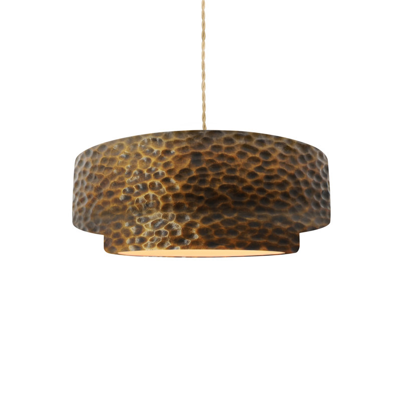 Luminaire suspendu à 1 lumière Meydan, Nickel brossé, H 5 po x l 12 po x P 12 po, Laiton martelé